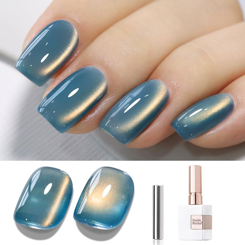 Skiennix Cat Eye Gel Polish - 15ML Ice Glass with Holographic Glitter | Translucent Sky Teal Color