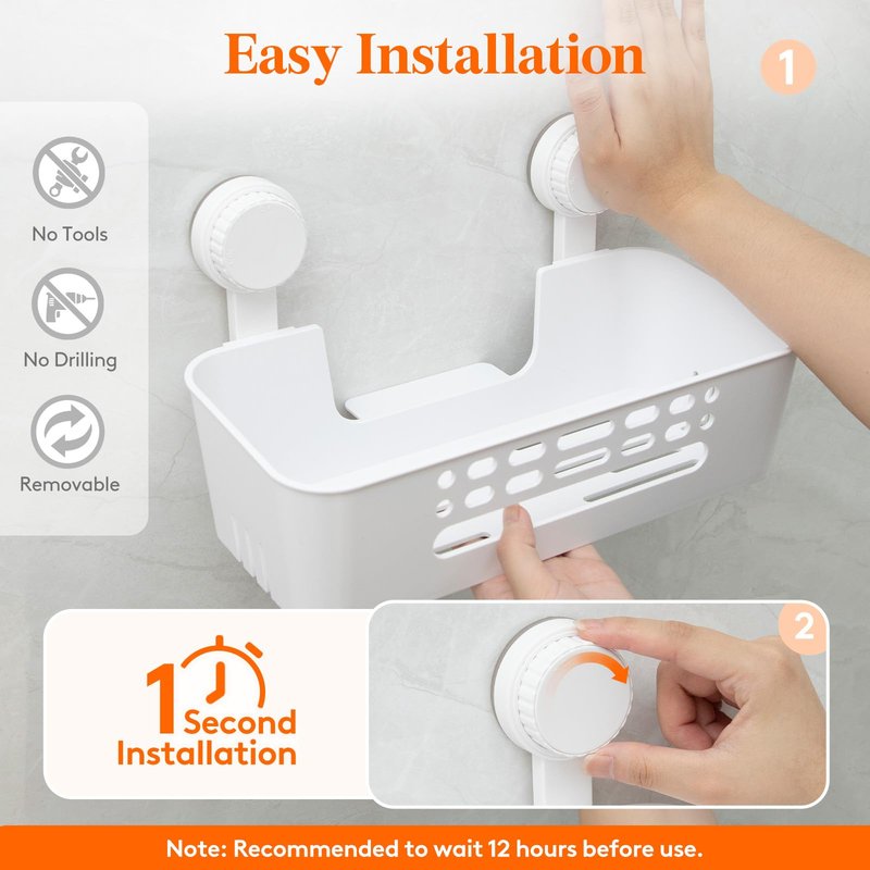 Lifewit Suction Cup Shower Caddy + Soap Dish, Removable Large Basket and Bar Soap Holder for Inside Shower, NO-Drilling Bathroom Kitchen Organizers, 31 x 17 x 14 cm/12 x 5 x 7 inch, Set of 1