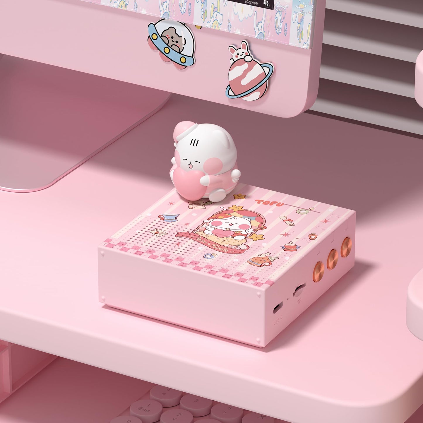 YLFASHION ICARER Wireless Small Speaker, Kawaii Animal Bluetooth Speaker with 20H Playtime & TF Card, Rotating Dancing Doll Music Box, Novelty Decor, Birthday Gifts for Kids Teen Girls