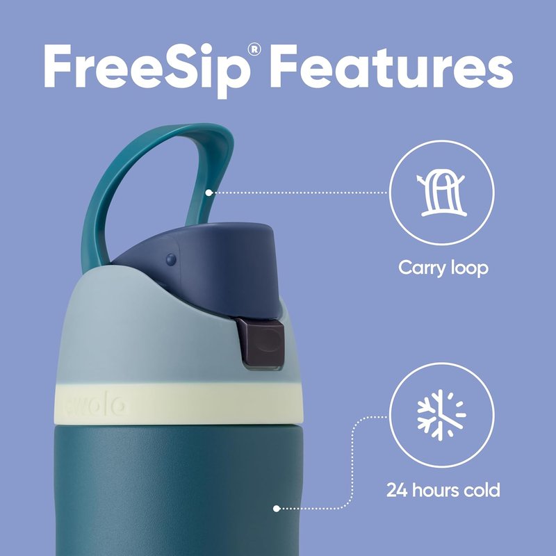 Owala FreeSip Insulated Stainless Steel Water Bottle - BPA-Free, 24 Oz, Denim Color, Perfect for Travel