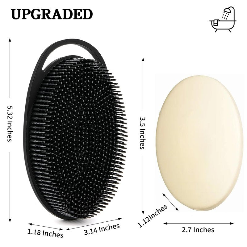 2 Pack Silicone Body Scrubber for Shower - Soft & Gentle Loofah Alternative for Sensitive Skin, Quick-Drying & Hygienic Body Wash Scrubber Brush for Women, Men & Kids (Black & Pink)