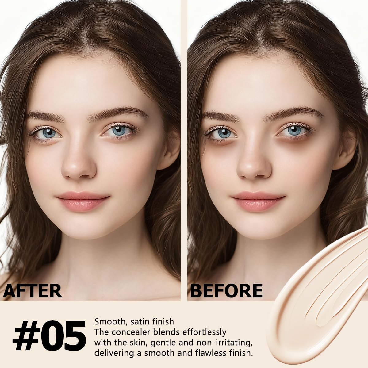 Under Eye Concealer - Hydrating Full Coverage for Dark Circles & Blemishes | Vegan, Porcelain, 0.34 FL.OZ
