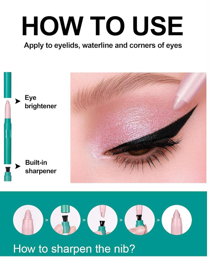 Eyeshadow Stick - Glitter Highlighter & Long-Lasting Eye Makeup | 4-Piece Shimmer Set
