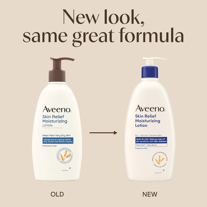 Aveeno Skin Relief Moisturizing Lotion - Fast-Absorbing Body Lotion for Very Dry, Sensitive Skin | 18 fl. oz, Fragrance-Free