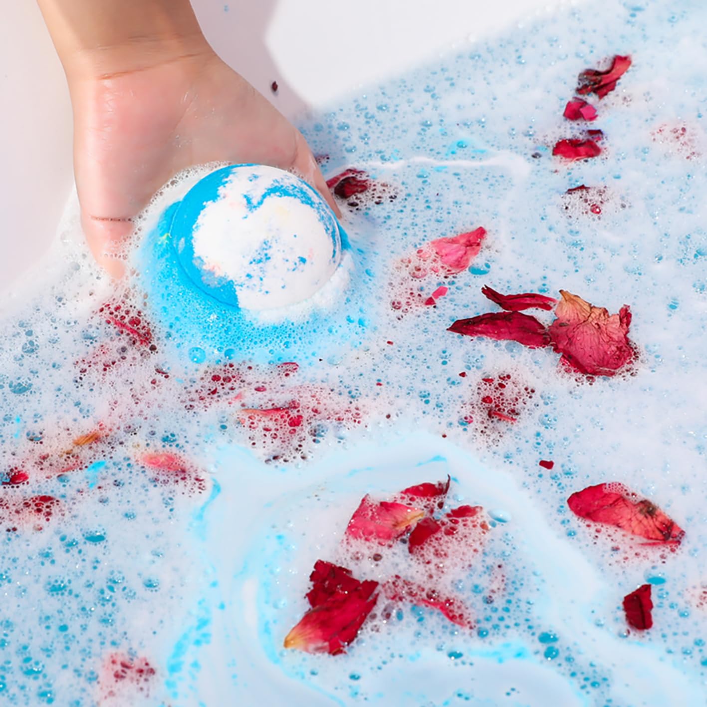 Fumgranth Blue Bath Bombs for Women Spa Gift Set with Peppermint Essential Oils Sea Salt Relaxing Birthday Gift for Her Bubble Bath Skincare Relaxation Aromatherapy Gifts 2 Pack