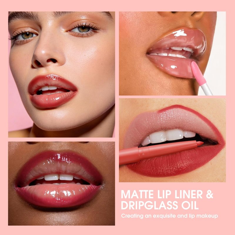 LANGMANNI 6 Matte Lip Liner With 6 Nourishing Lip Oil Lip Gloss Set, Long-Lasting And Hydrating 2 IN 1 Makeup Set, Beauty Daily Cosmetics Gift for Girls