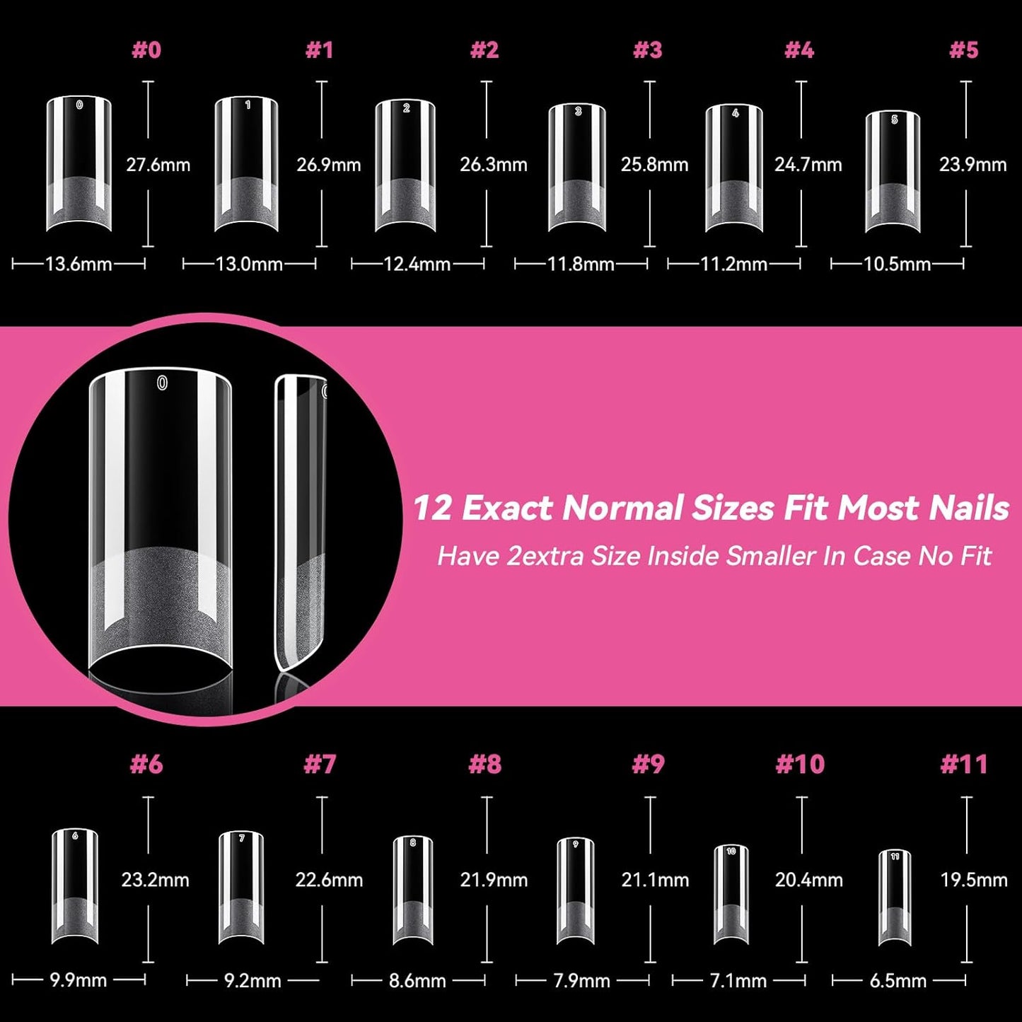UNA GELLA Medium Square Nail Tips - 216 Pcs Clear Half Cover Gel Nails for DIY & Salon Use | Long-Lasting Matte Finish