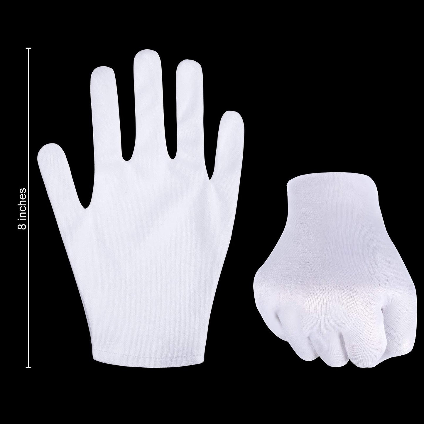 Zhehao 48 Pieces White Cotton Gloves Soft Stretchy Large Size Working Cotton Gloves Coin Jewelry Silver Inspection, Stretchable Lining Reusable Mittens for Women Men