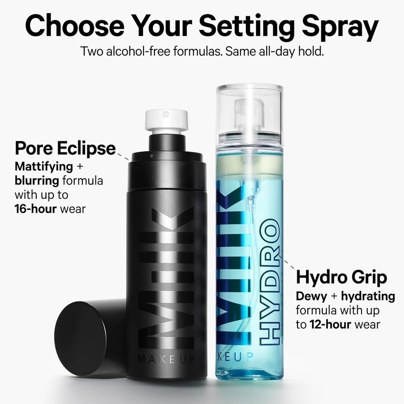 Milk Makeup Hydro Grip Set + Refresh Spray - Hydrating Makeup Setting Mist with Hyaluronic Acid for Dewy Skin