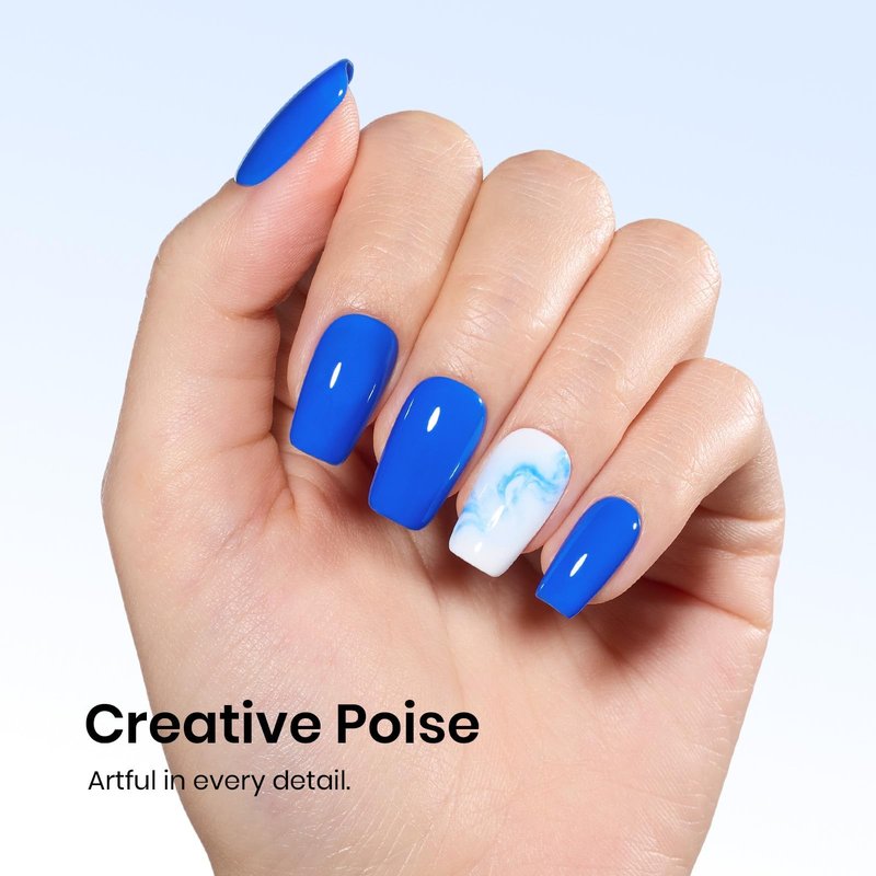 beetles Blue Gel Polish - 15ML Full Size One Color One Bottle Royal Blue Gel Polish Soak off Uv Led Lamp Nail Art Colorful Bottle All Season Manicure