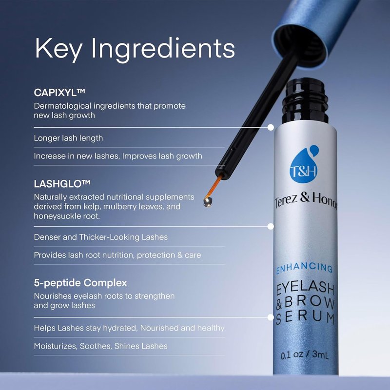 Natural Eyelash Serum with Eyebrow Serum Set - Boost Eyelash Growth Enhancer for Longer, Thicker, Fuller-Looking Lashes and Brows - Gentle & Effective Formular [3 mL + 5mL]