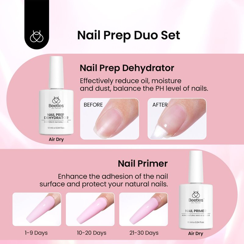Beetles Gel Nail Kit Medium Coffin with Nail Dehydrator and Primer, 576Pcs Half Matte Etch-X Gel Tips Solid Glue Mini Lamp Acrylic False Tips Easy DIY Extension Set Gift for Women