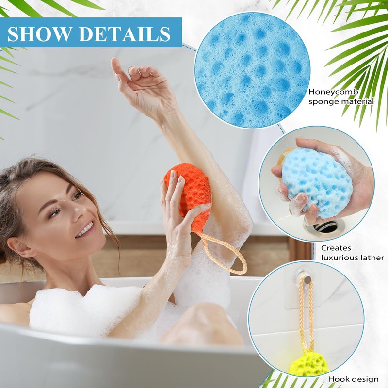 FoldTier 12 Pcs Bath Sponge Deep Cleansing Body Loofah Gentle and Deep Exfoliating Body Scrubber Bath Accessories Men Women Baby Sponge for Bathing Shower (Multicolor)