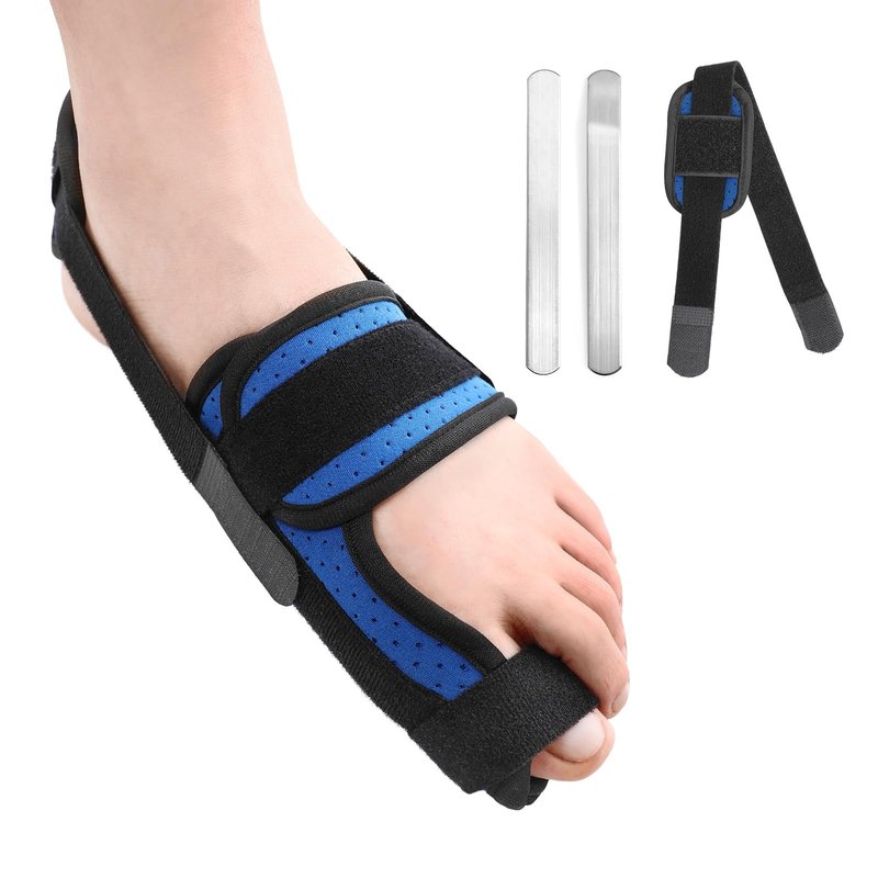 Chonario Big Toe Brace Splint for Broken, Turf Toe, Fracture, Arthritis, Sprains, Support for Women & Men, with 2 Removable Metal Plates - Blue Left
