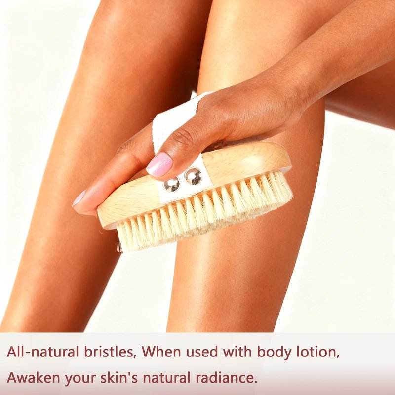 EnamelEVO Dry Brush with Natural Boar Bristle, Exfoliation Oval Body Brush for Women, Lymphatic Drainage with Anti-Slip Strap(1 Pack)