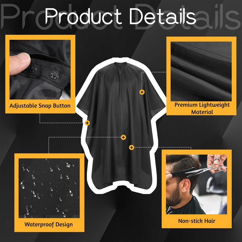 SHENLIU 12 Pcs Black Hair Cape, Large Hair Cutting Salon Cape Waterproof Shampoo Capes with Snap Closure nti Static Barber Client Capes Haircut Apron for Women Men HairStylist and Home Use, 59x47 In
