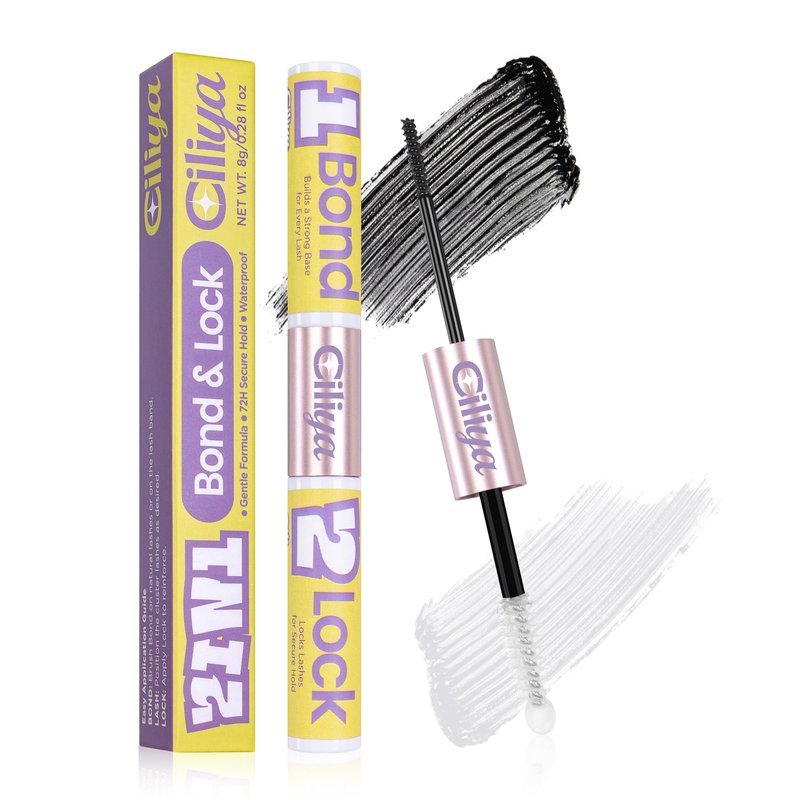 CILIYA Lash Cluster Glue, Lash Bond and Seal Waterproof, Bond & Seal Eyelash Glue for Clusters, Eyelash Adhesive Black Long-Lasting 72H, Latex-Free