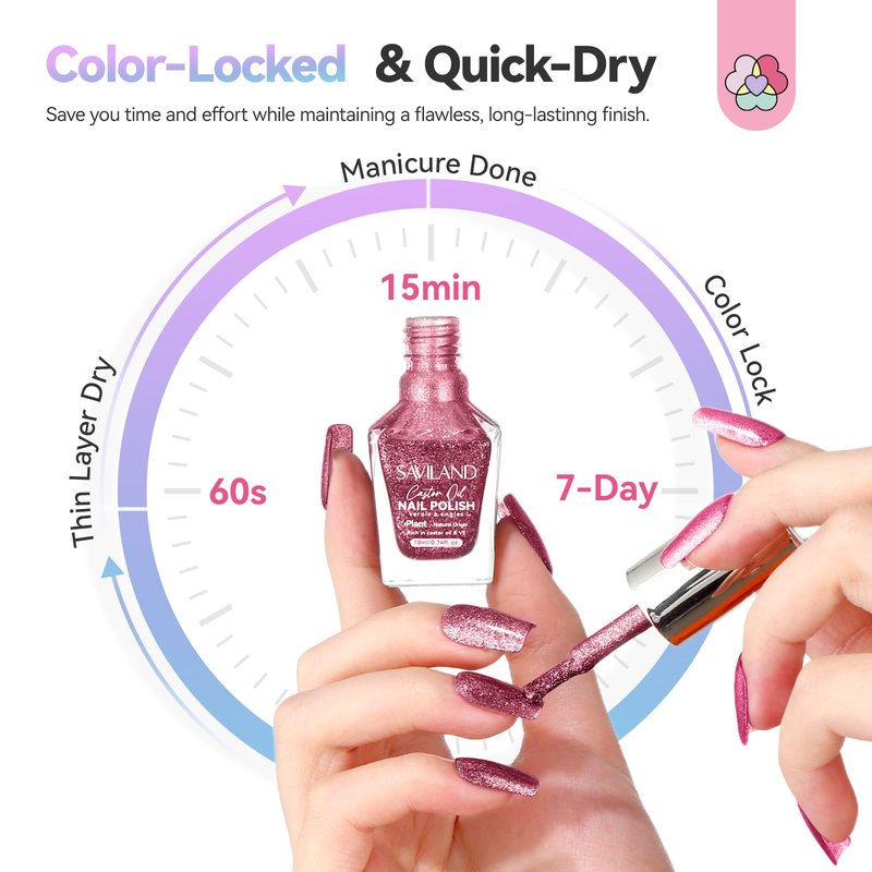 SAVILAND Chameleon Nail Polish Set: 6 Colors Aurora Shimmer Fingernail Polish Holographic Green Purple Red Glitter,Fast Quick-Dry Nail Lacquer Manicure Art Kit for Toe DIY Salon Home 10ml