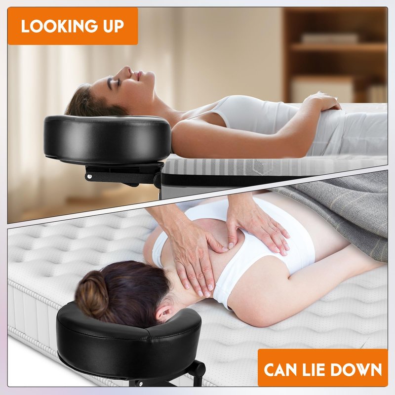 Nzxwrhb Home Use Sleeping Mattress Top Massage Kit-Adjustable Headrest for Bed Face Down Pillow Cradle After Eye Surgery-Turn Your Bed into a Massage Table (Black)