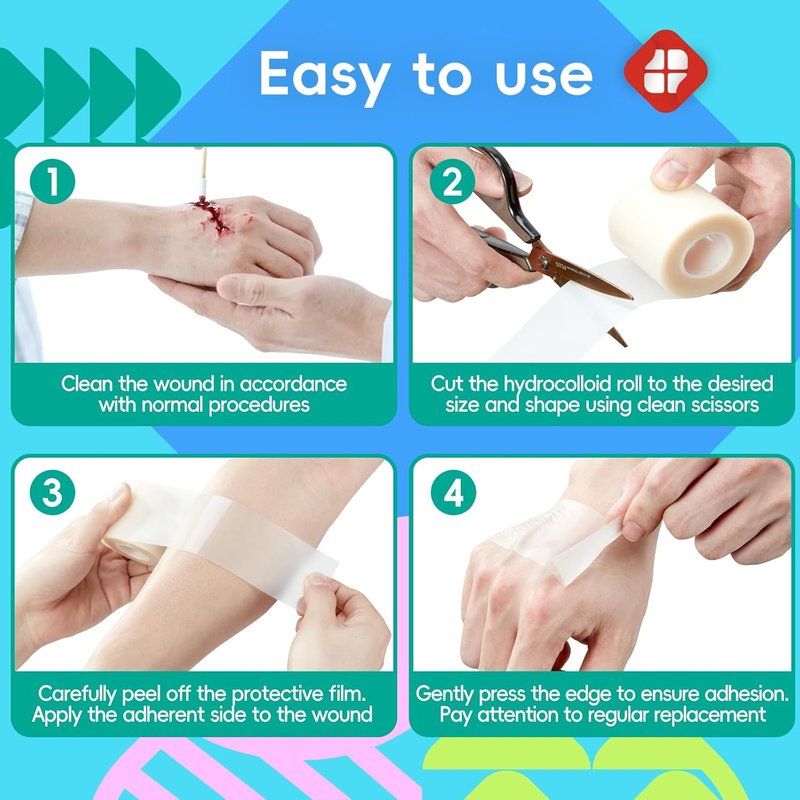 LIFARA Hydrocolloid Roll for Wound Care - Ultra Absorbent & Waterproof Bandages | Cut-to-Size, 2in x 16ft