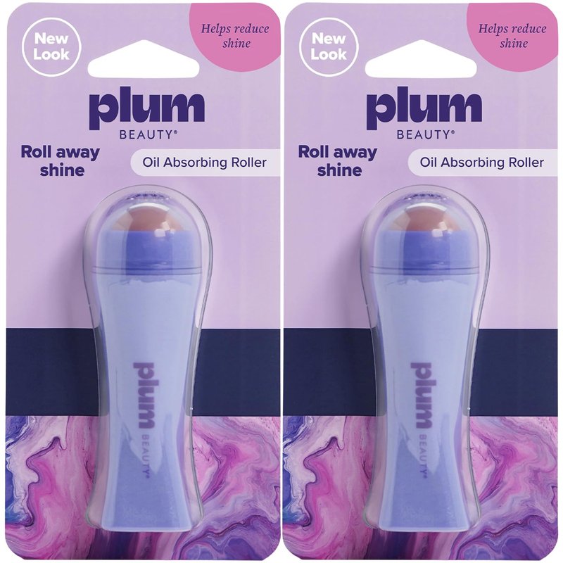 Plum Beauty Oil Absorbing Roller, Reusable 2-Pack – Oily Skin Products for Women, Absorbs Excess Oil, Travel-Ready