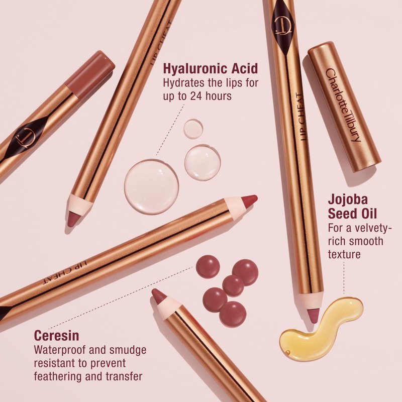 Charlotte Tilbury Lip Cheat Lip Liner Pencil - Gives Lips a Fuller-Looking, Defined Pout - Enriched with Jojoba Oil & Hyaluronic Acid - Waterproof, Smudge-Proof & Transfer-Proof - Iconic Nude