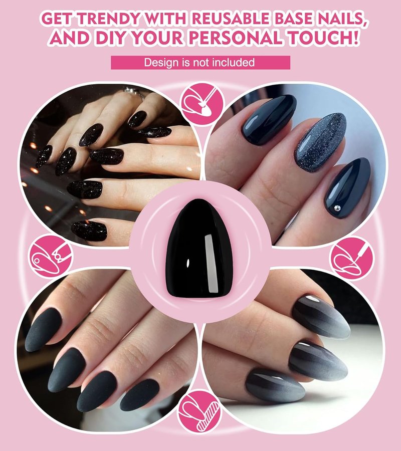 Press On Nails - Almond Short Stick-On Nail Kit | 30 Pcs in 15 Sizes for Effortless Style