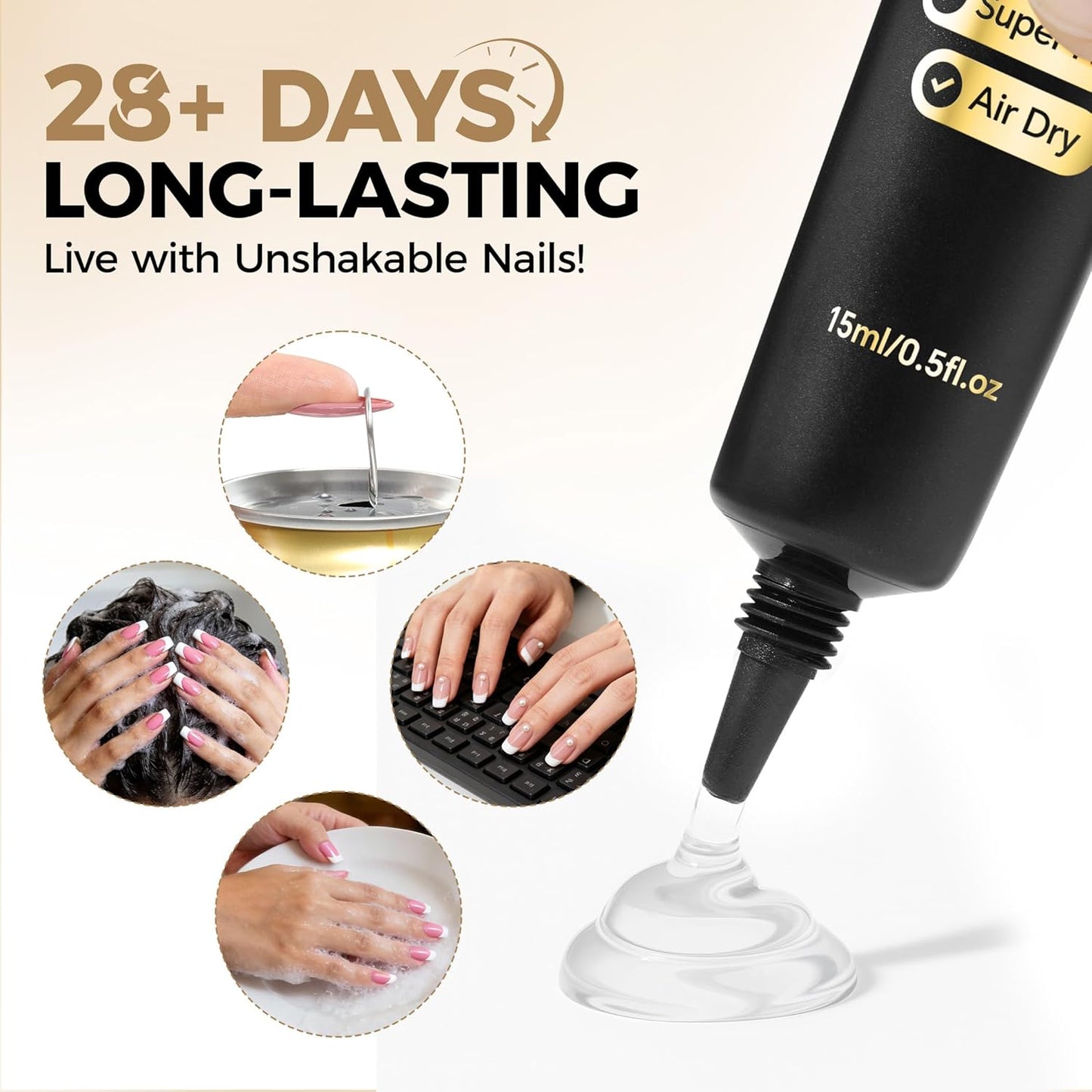 UNA GELLA Nail Glue Remover & Strong Nail Glue Gel Set - 15ml | No UV Lamp Needed