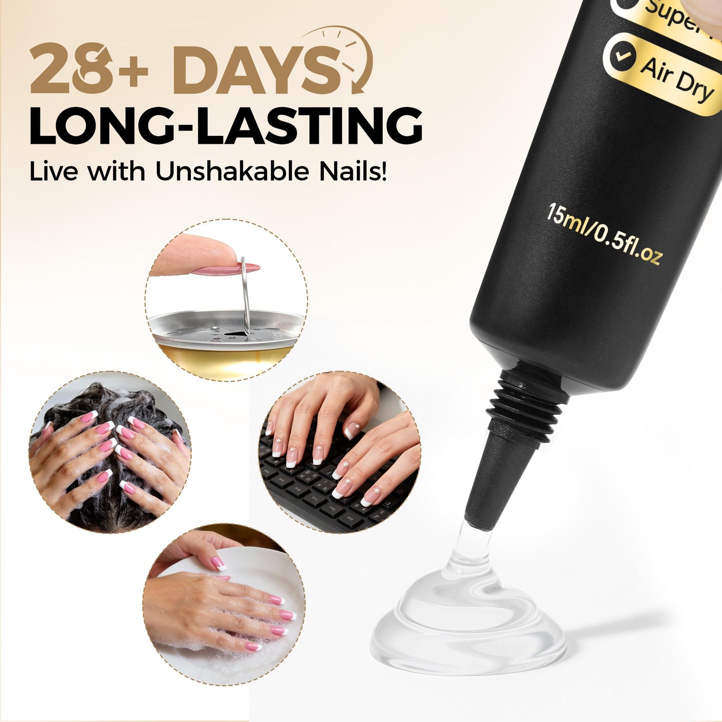 UNA GELLA Nail Glue Strong Gel No U V, 15g*2pcs Nail Glue for Press Ons No Lamp Needed, Quick Dry Semi Solid Nail G LUE, Super Strong Gel glue for Nails Long Lasting Extension DIY Kit