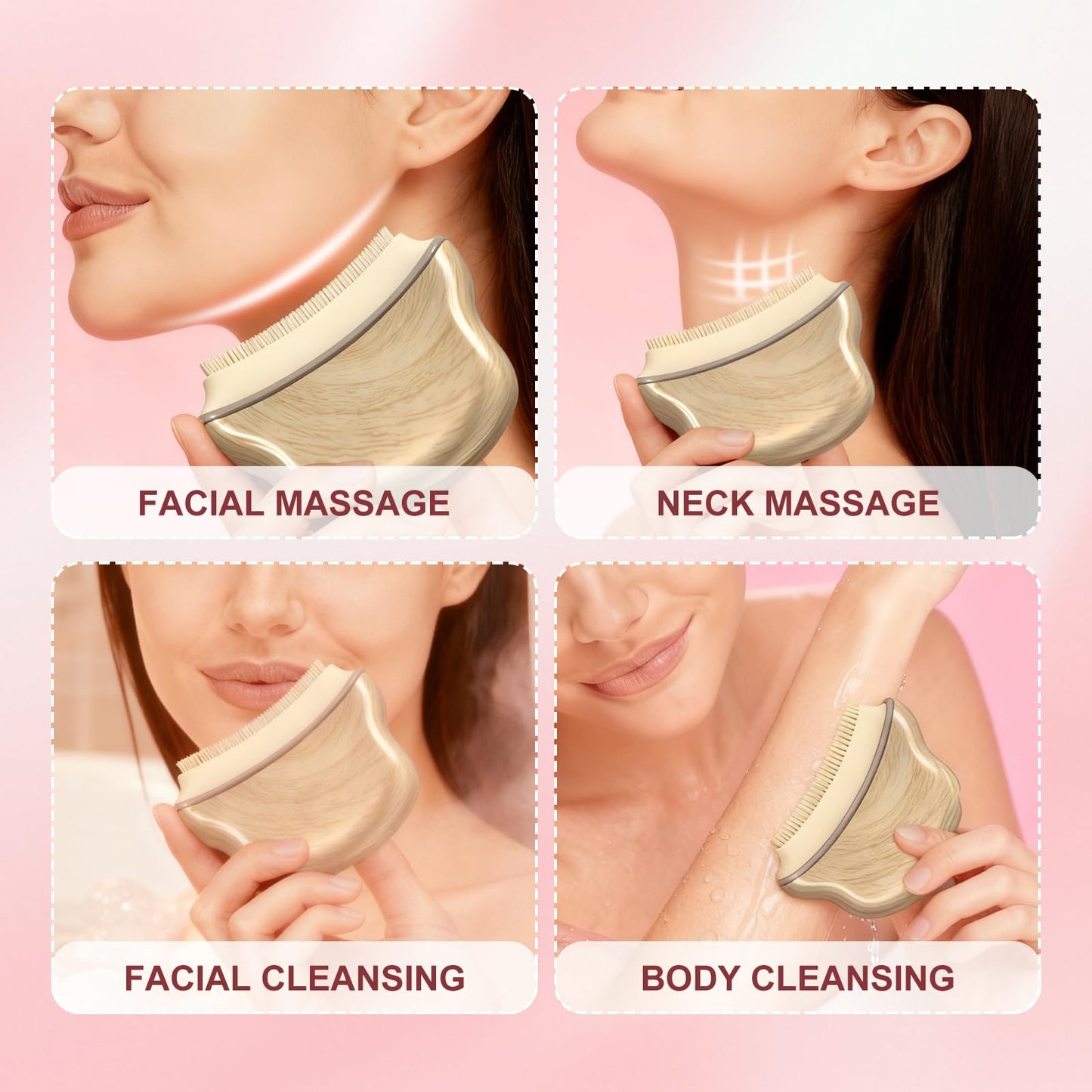 Multi Silicone Facial Cleansing Brush,Lymphatic Face Brush-Anti Puffiness,Lymphatic Drainage,Detox,Lift,Sculpting Jawline，Improves Skin Glow,Absorption,Cleansing、Scrubber and Face Massaging