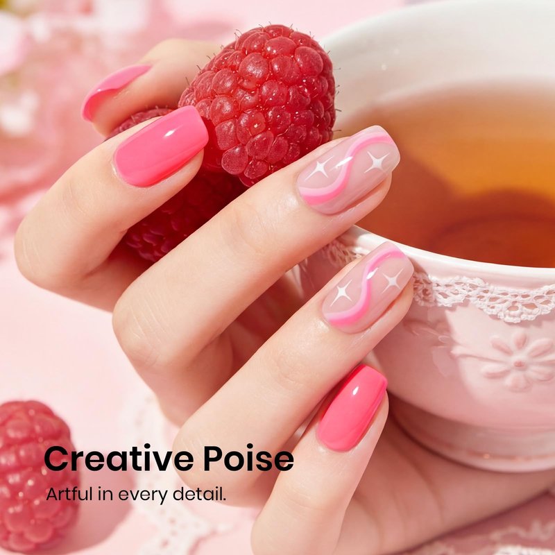 Beetles Hot Pink Gel Polish - Raspberry Mousse 15ML/0.51Fl Oz, Neon Pink Gel Nail Polish, Same Color Bottle, Soak Off UV LED Lamp Summer Nails Art, Long-Lasting Manicure Salon DIY Neon Nails Home