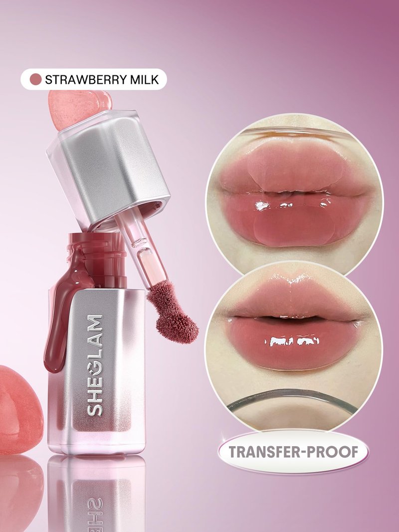 SHEGLAM Glass Lock Air Gloss High Shine Finish Moisturizing Lip Gloss-Strawberry Milk
