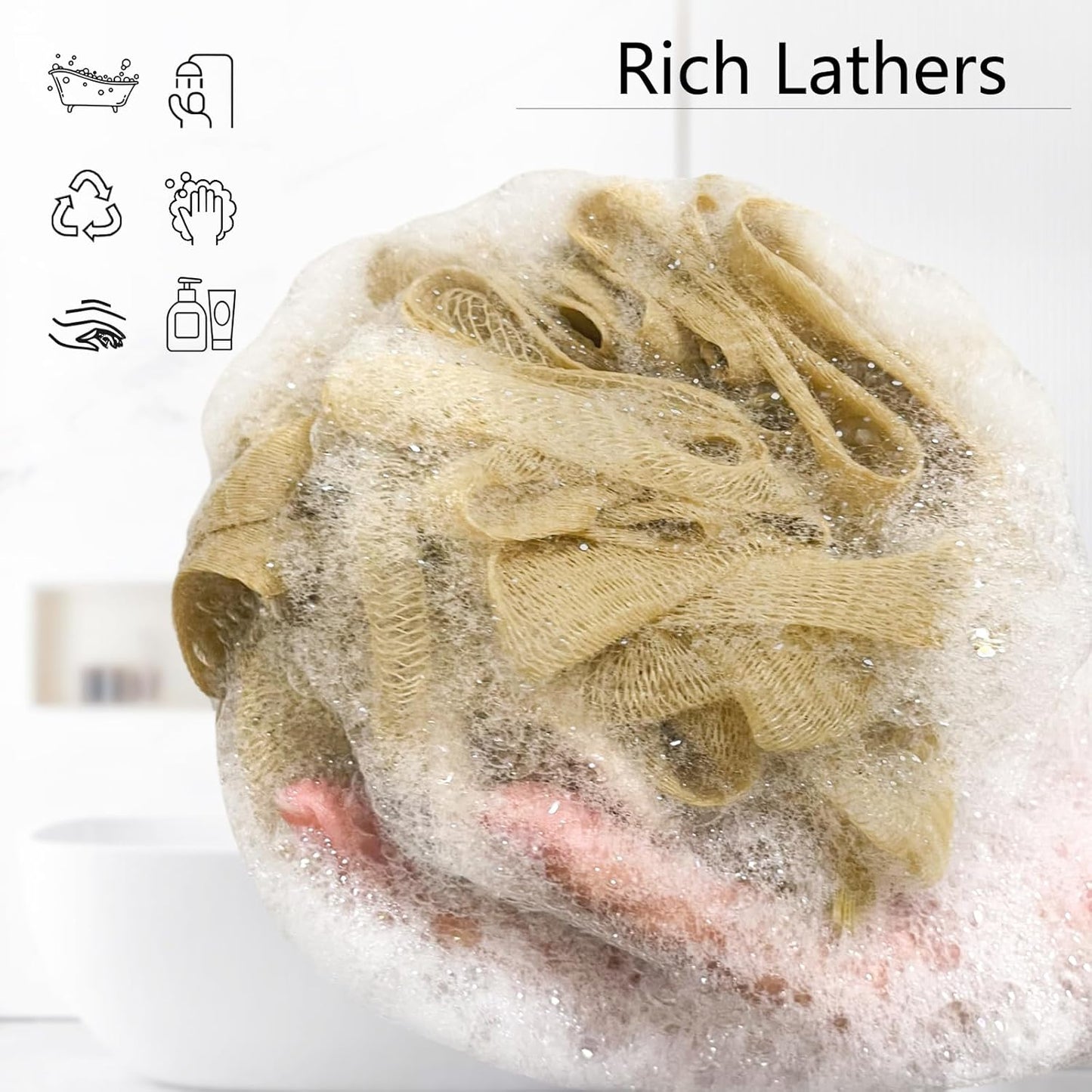 Yoget Shower Loofah Sponges - 4 Pack Exfoliating Bath Sponges for Cleansing & Soothing Skin
