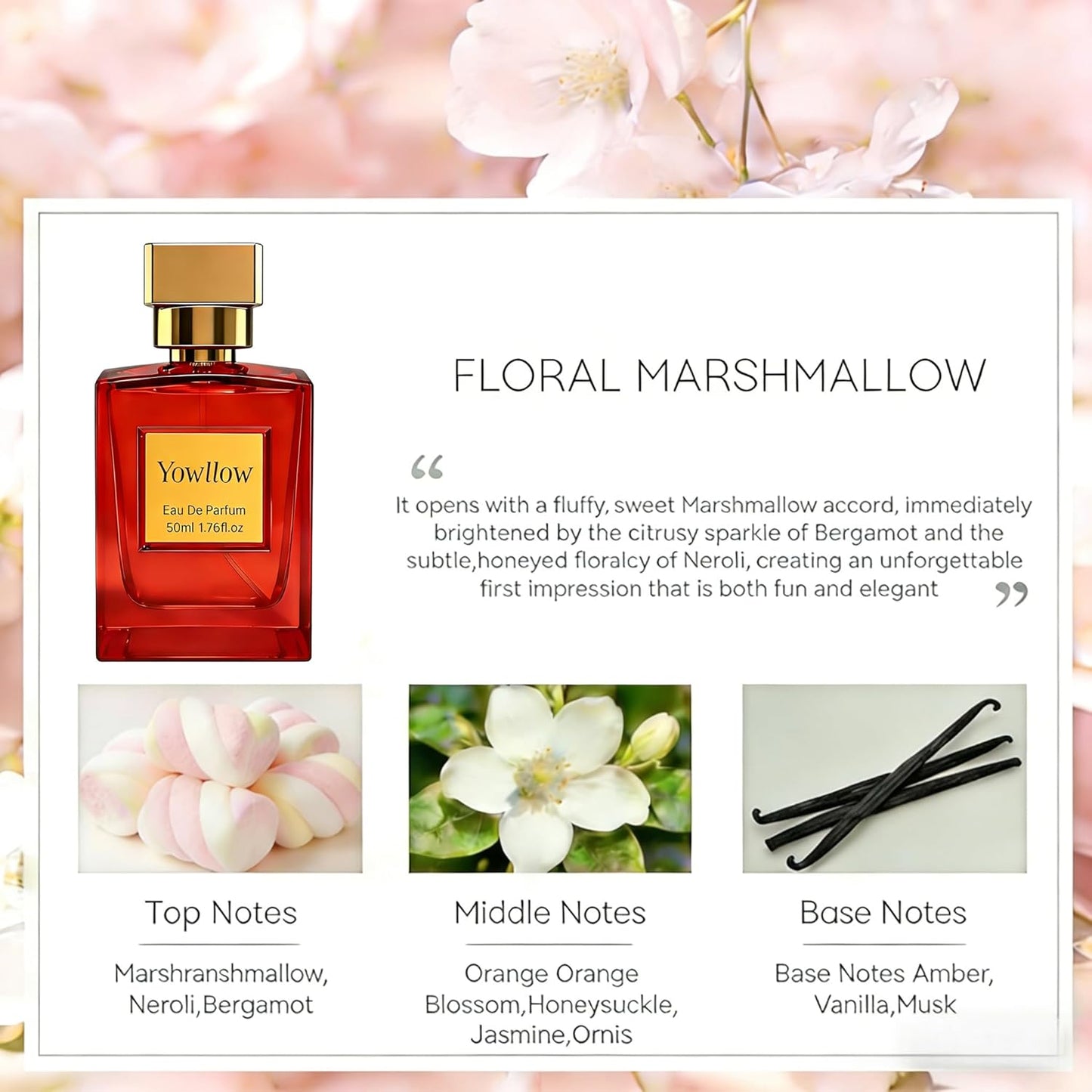Yowllow- Womens Eau de Parfum - Floral Marshmallow Inspired by By K.aya.li #81 - Long Lasting & Pure Feminine Perfume - Luxury Women Fragrance Spray 1.7 Fl 0z/50ML