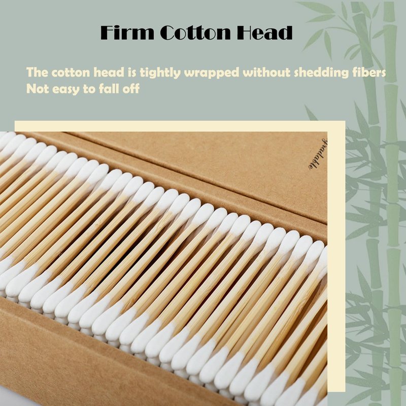 Bamboo Cotton Swabs by Natural - Eco-Friendly Dual Round Tips - 500 Count Paper Pack for Home & Beauty Care