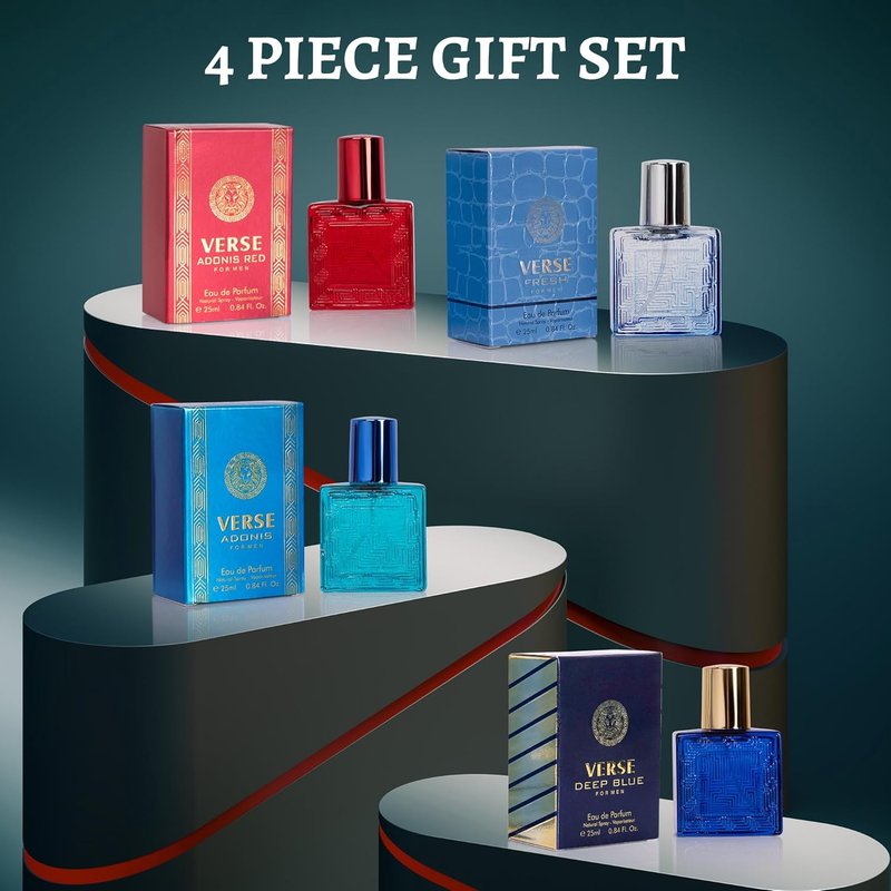 NovoGlow Mini Fragrance Gift Set for Men | Aromatic Floral & Woody Notes - Travel Size 25ml Eau De Parfum