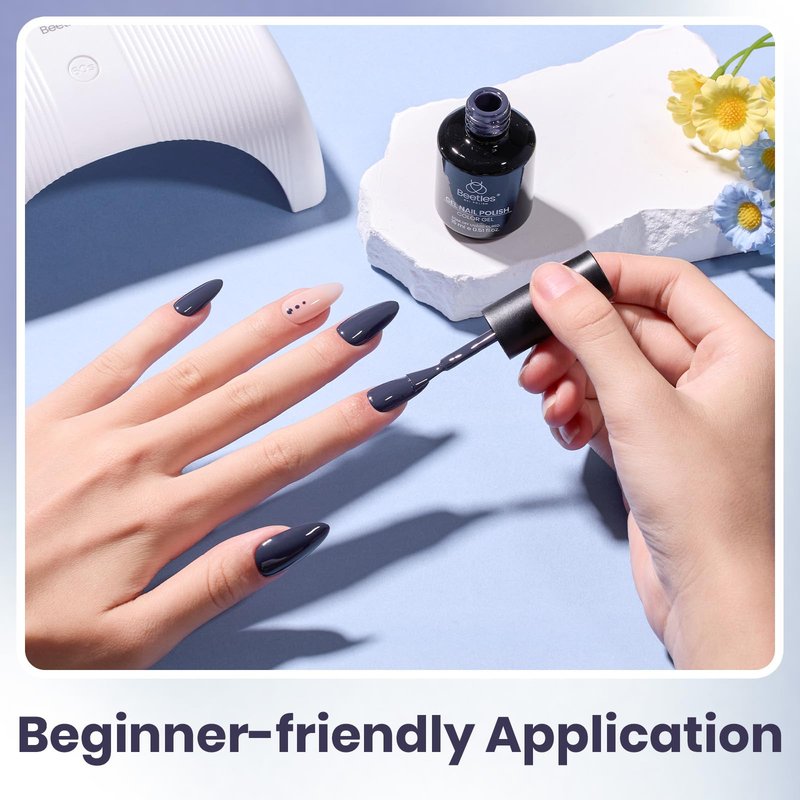 beetles Dark Grey Gel Polish - 15ML Crown Navy Blue Dark Gray Borealis Gel Polish Soak Off Nail Art Manicure Salon DIY Uv Lamp Nail Design Decoration at Home