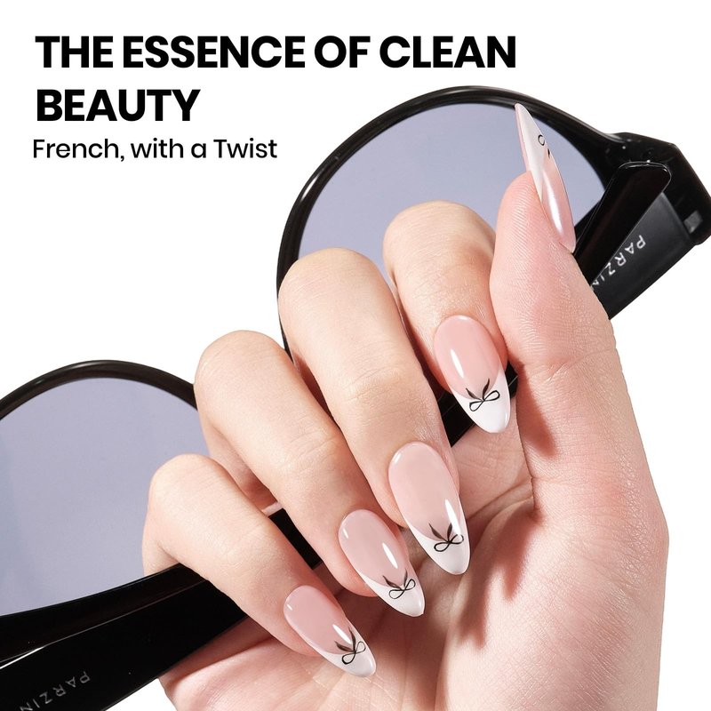 Beetles Black White Gel Polish - Twin Dialogue Collection, 4pc 10ML French Nails HEMA-FREE Black and White Colors with Base Top Coat Uv LED Lamp Salon DIY at Home Nails
