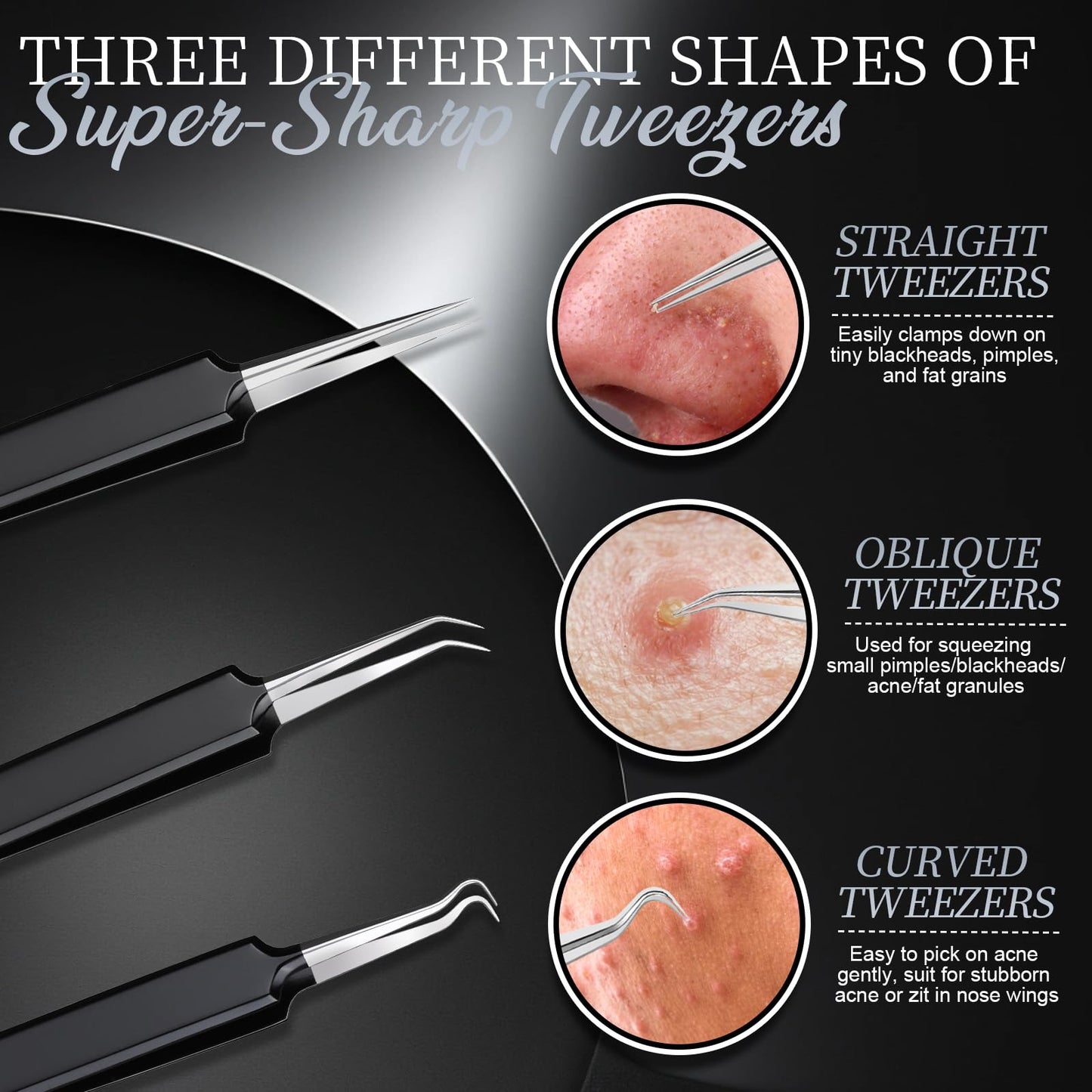 Teenitor Blackhead Remover Tools and Pimple Popper Tool Kit, 9 Pcs Stainless Steel Black Head Remover for Face Tool Comedone Extractor Tool for Blackhead, Pimple, Ance, Whitehead, Facial Hair