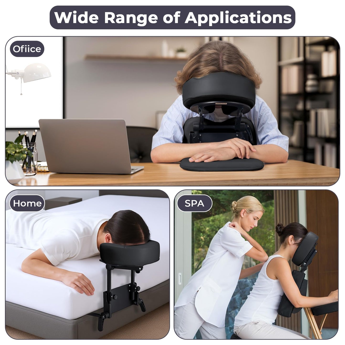 Udefineit 3 in 1 Multifunctional Portable Face Down Cradle Massage Kit for Desktop, Massage Bed & Home Mattress, Deluxe Adjustable Headrest Face Pillow Bracket for Office Sleeping Nap Rest