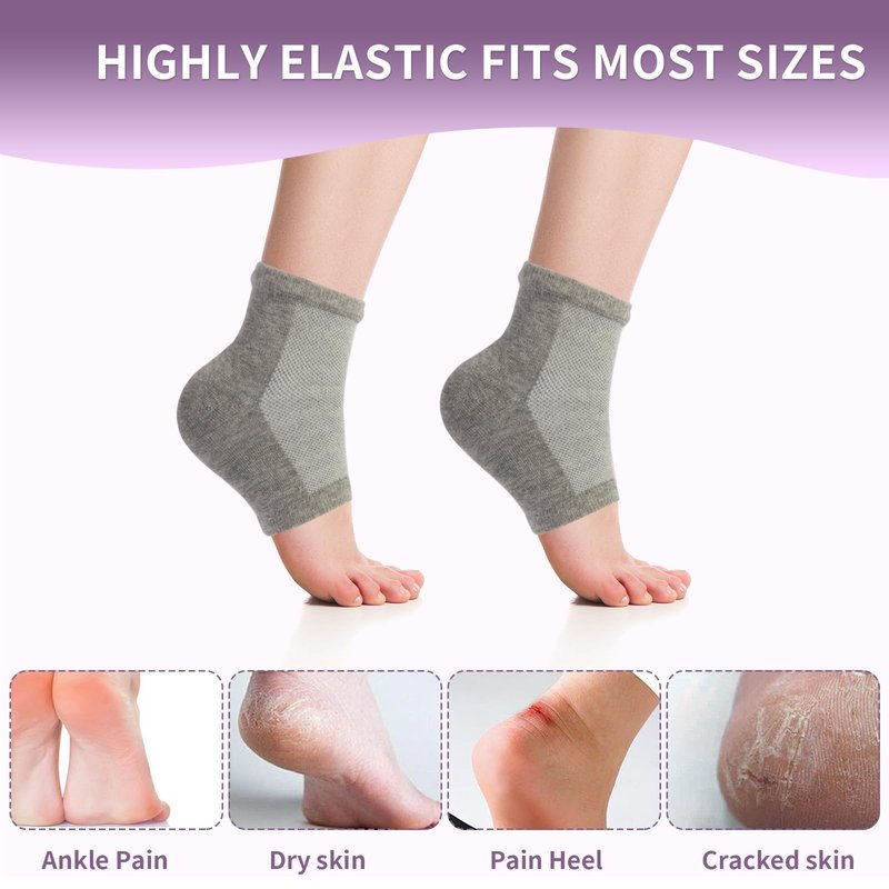 2 Pairs Silicone Socks for Dry Cracked Feet Women, Moisturizing Heel Socks, Gel Toeless Lotion Sock, Moisture Silicon Foot Sock for Cracked Heels Overnight by Untrytb