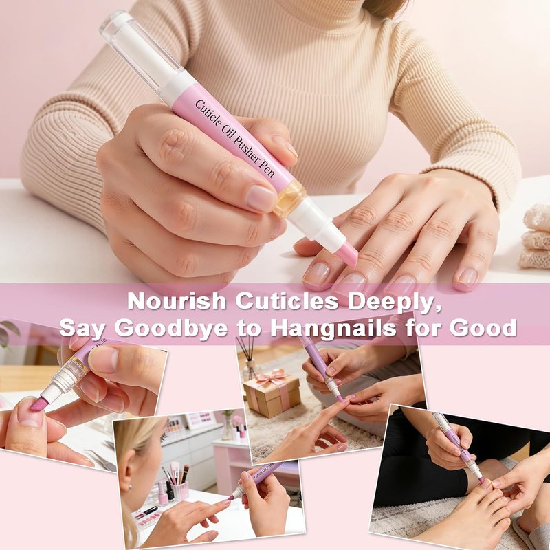2-in-1 Cuticle Oil Pusher Pen,2026 New Ceramic Cuticle Pusher Oil Pen,Ceramic Cuticle Pen for Nails,Nail Care Tool for Dry Damaged Nails Hangnails Moisturize Polish Brighten 2Pcs