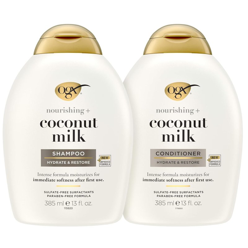OGX Nourishing Coconut Milk Shampoo & Conditioner Set - Hydrating & Softening | 2 x 13 fl oz