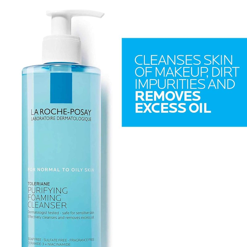 La Roche-Posay Toleriane Foaming Facial Cleanser - Oil-Free Face Wash with Niacinamide & Ceramides for Sensitive Skin | Pore Cleanser