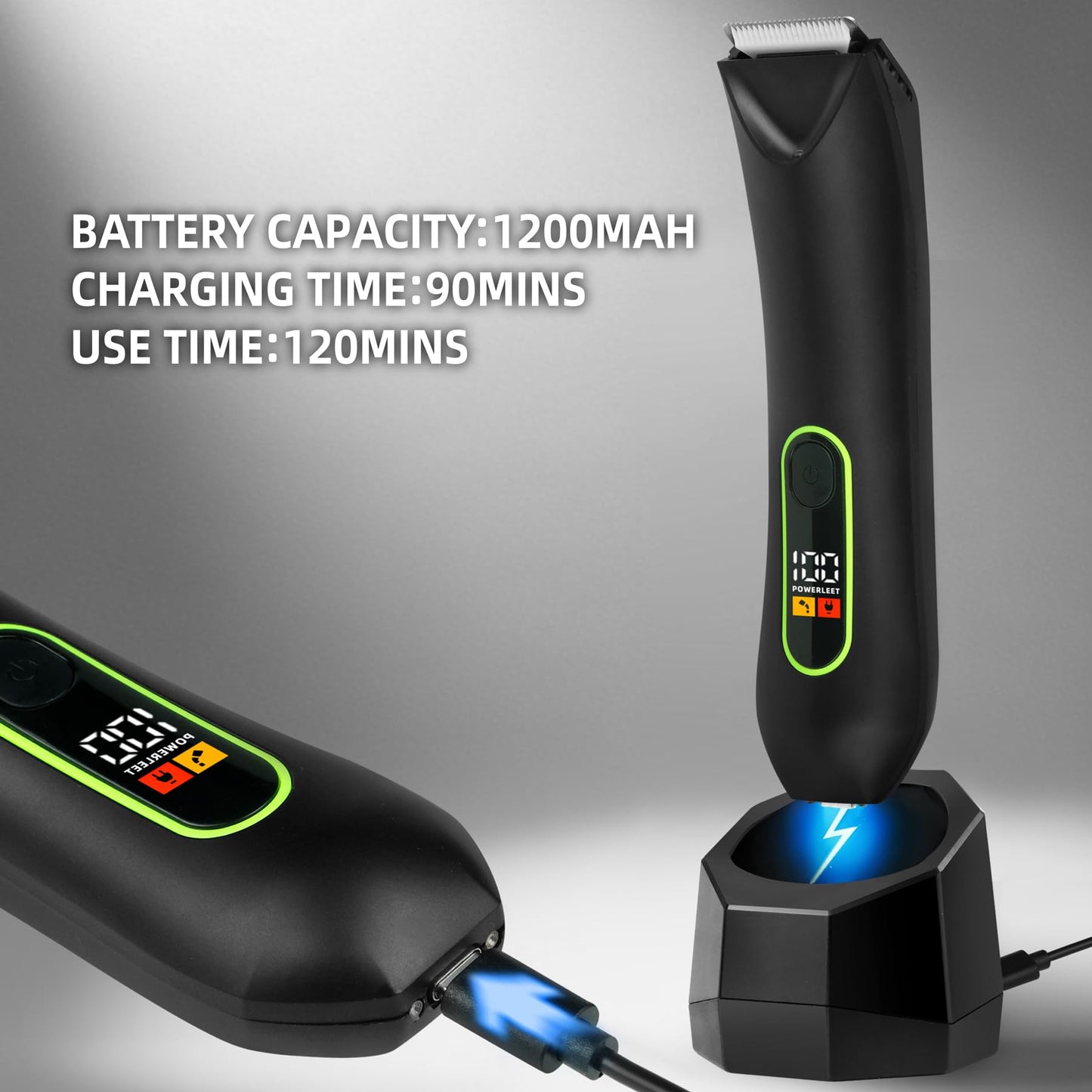 WarmWink Rechargeable Body Hair Trimmer for Men, 2 in 1 Body Groomer for Men, Replaceable Hair Cutting Blade, IPX7 Waterproof Wet/Dry Ball Groin Trimmer with Charging Base