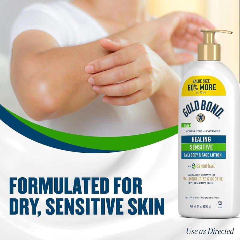 Gold Bond Healing Sensitive Daily Body & Face Lotion - Moisturizes & Soothes Dry Skin | 21 oz.