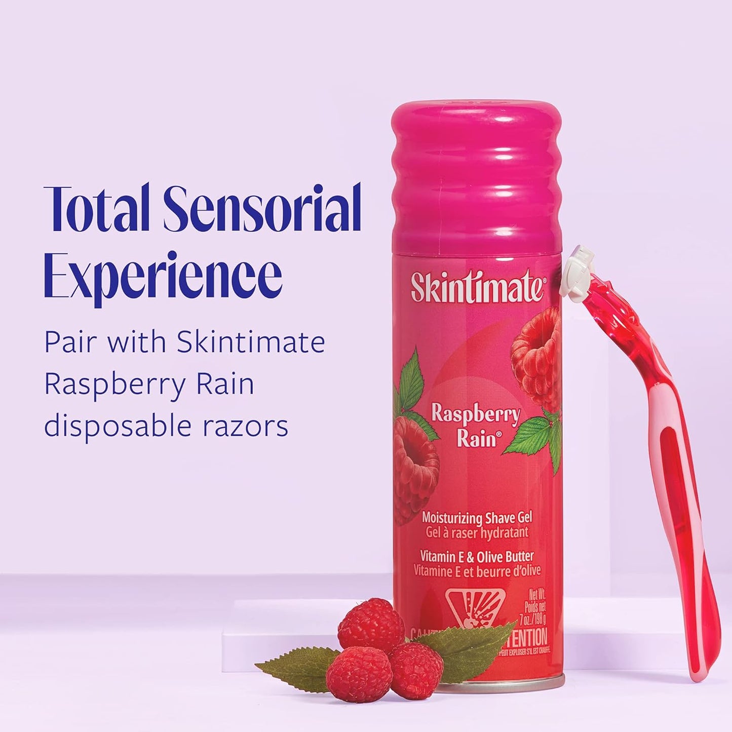 Skintimate Moisturizing Shave Gel for Women - Raspberry Rain with Vitamin E & Olive Butter | 2.75 Ounce (Pack of 12)
