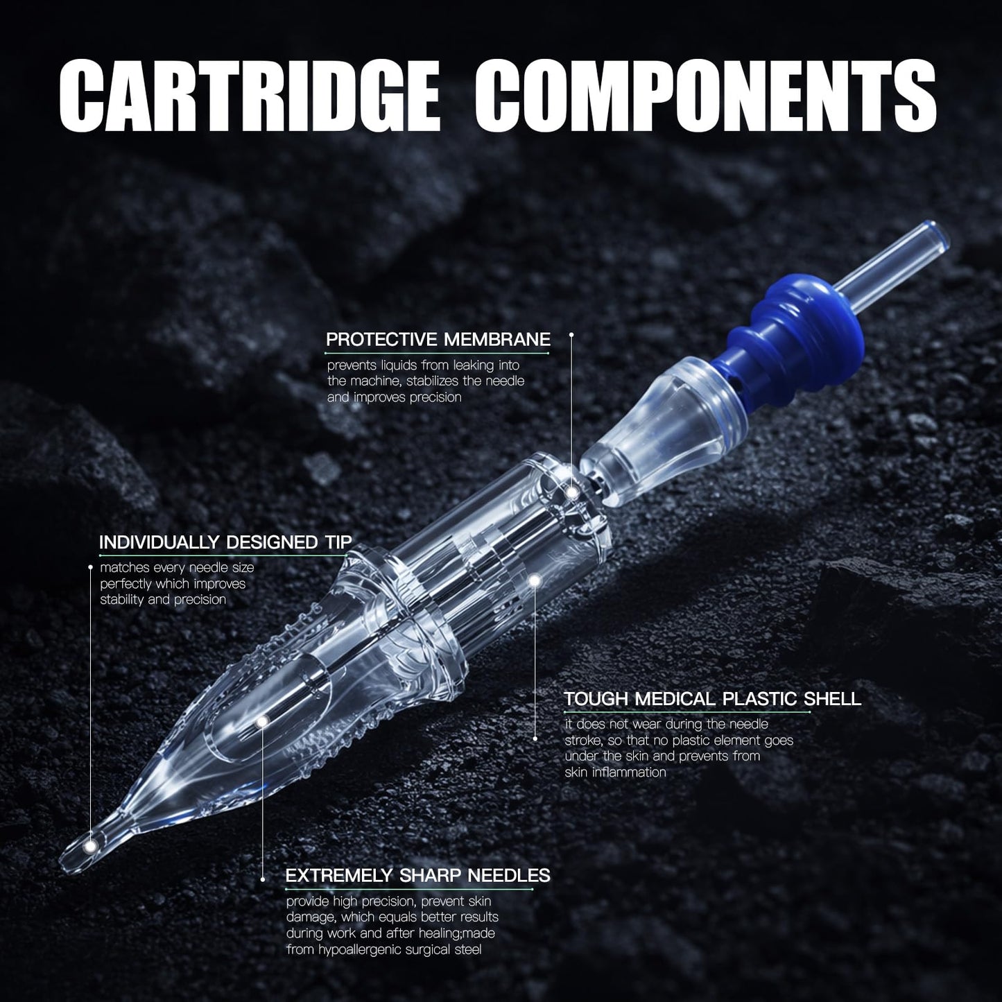 Dragonhawk Extreme Tattoo Needles - 20PCS Disposable 1207RM Round Magnum Cartridges Needles for Soft Blending High-Carbon Steel Tattoo Artist