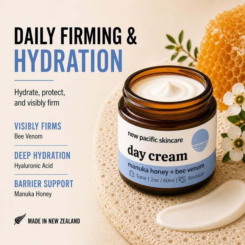 Anti-Aging Face Cream with Bee Venom & Manuka Honey - Firming Moisturizer with Hyaluronic Acid & Vitamin C | 2oz