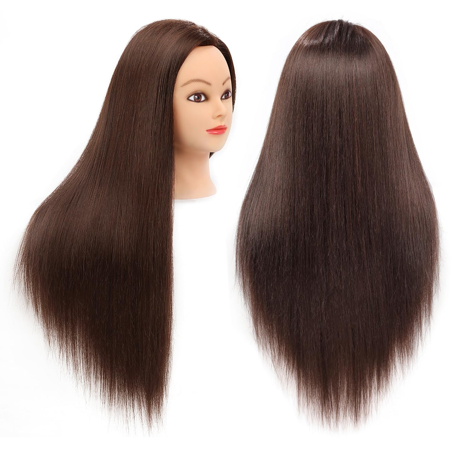 SOPHIRE Mannequin Head - 26"-28" Cosmetology Training Head with 80% Real Human Hair & 9 Tools | #4 Brown